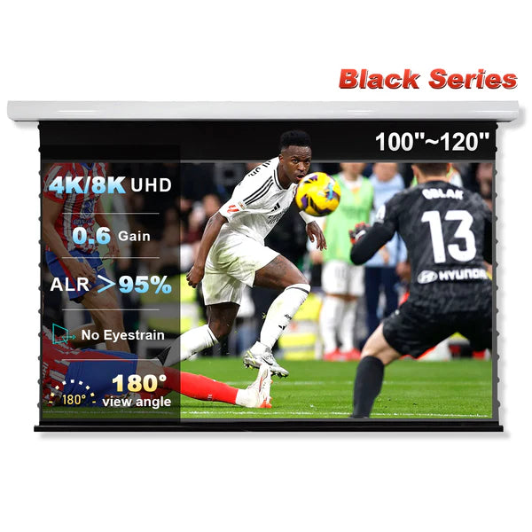 100" - 120" NothingProjector Black Series Slimline Motorized Tension Drop Down ALR Projector Screen (UST)