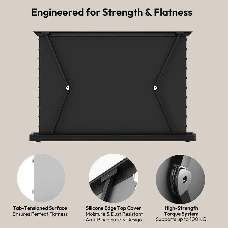 100''-120'' NothingProjector Matte White Motorized Floor Rising Screen For Long/Short/UST Projectors