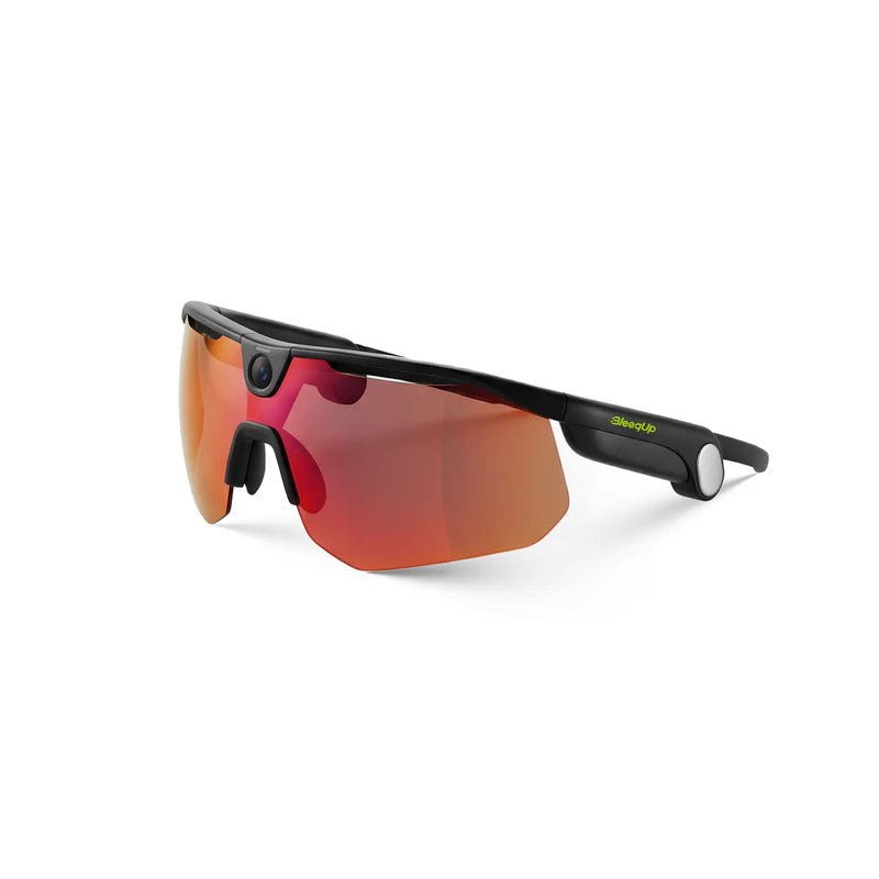 BleeqUp Ranger AI Sports Camera Glasses - Standard Lens - Black Frame Orange Lens
