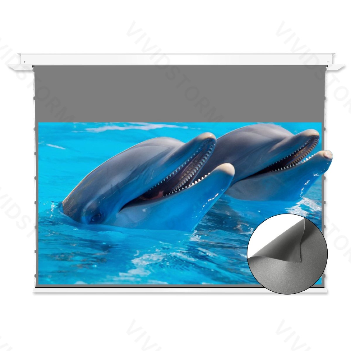 VIVIDSTORM PHANTOM Recessed In-Ceiling Motorized Tension Obsidian Long Throw ALR Projector Screen (NON-UST)