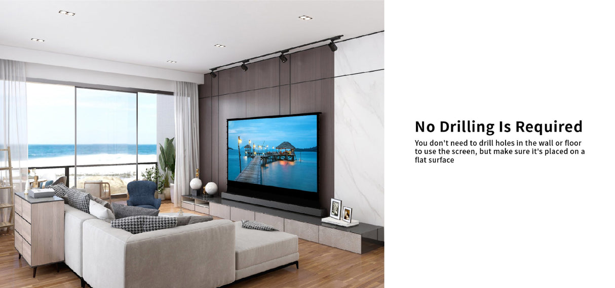 VIVIDSTORM S Pearlescent White Cinema Plus Motorised Tension Floor Rising Projector Screen