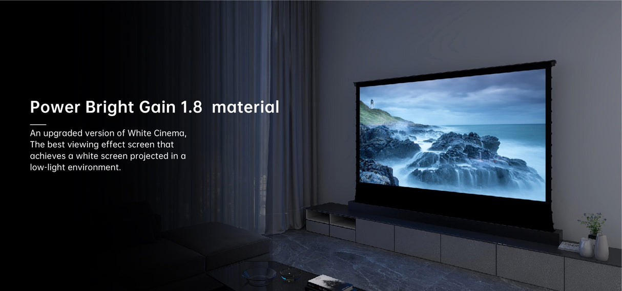 VIVIDSTORM S Pearlescent White Cinema Plus Motorised Tension Floor Rising Projector Screen