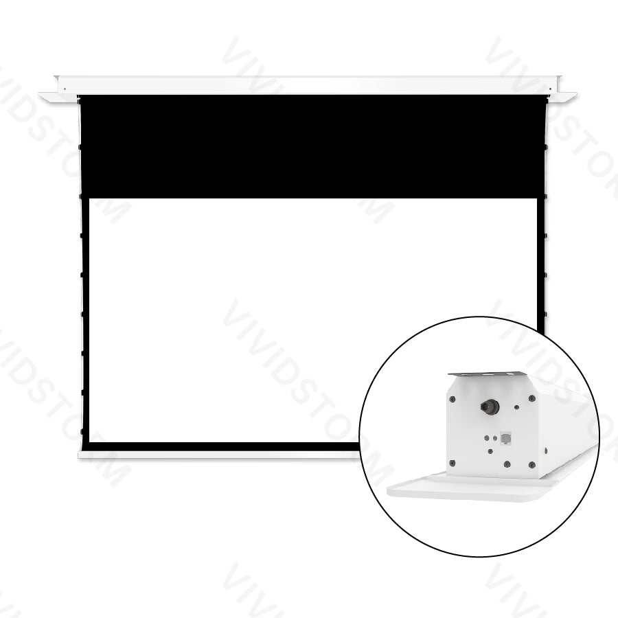 VIVIDSTORM PHANTOM Recessed In-Ceiling Motorized Tension White Cinema Projector Screen (For All Projectors)