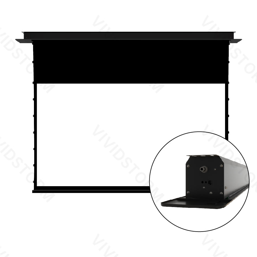 VIVIDSTORM PHANTOM Recessed In-Ceiling Motorized Tension White Cinema Projector Screen (For All Projectors)