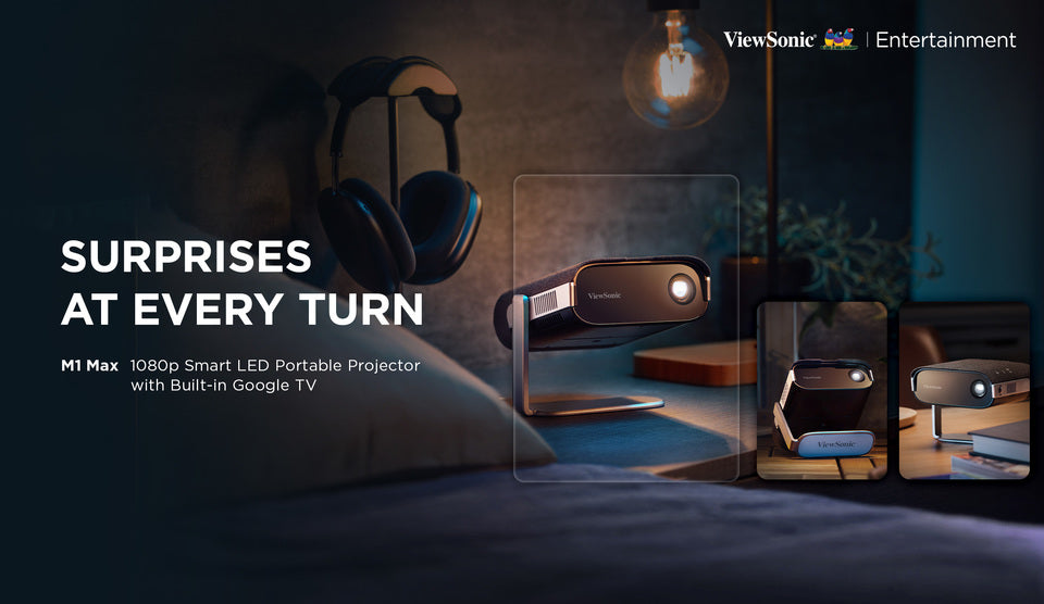 ViewSonic M1E Max 1080p Smart LED Portable Projector with Built-in Google TV