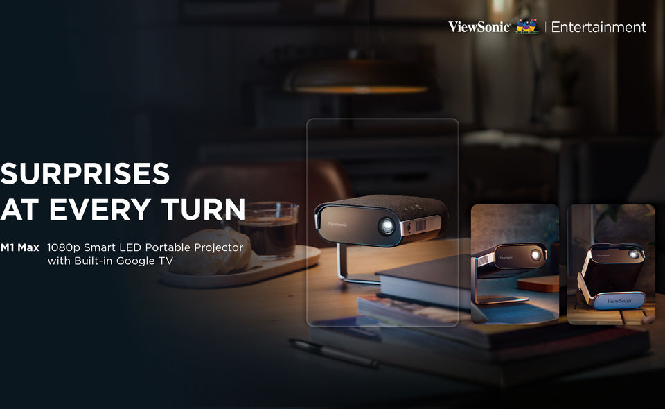 ViewSonic M1E Max 1080p Smart LED Portable Projector with Built-in Google TV