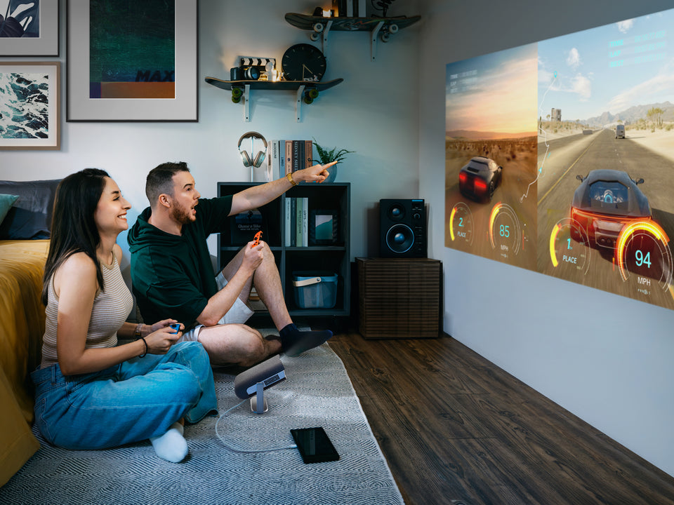 ViewSonic M1E Max 1080p Smart LED Portable Projector with Built-in Google TV