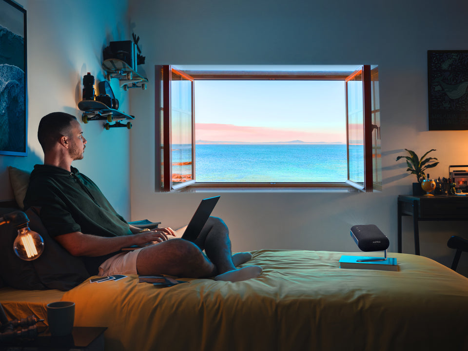 ViewSonic M1E Max 1080p Smart LED Portable Projector with Built-in Google TV