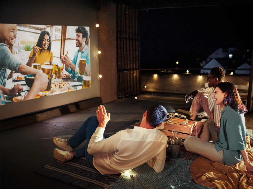 ViewSonic M1E Max 1080p Smart LED Portable Projector with Built-in Google TV