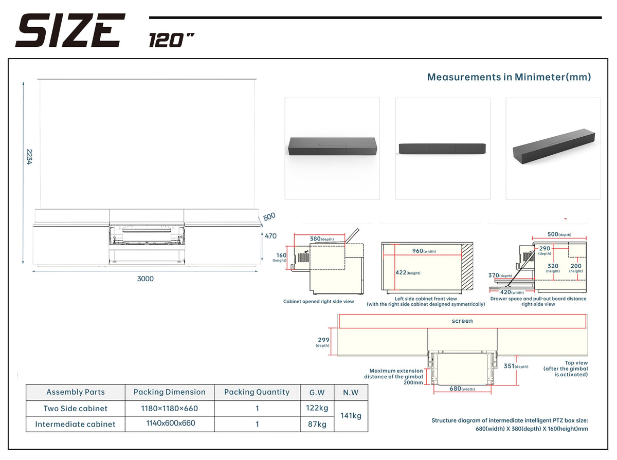 MPC500R 120 inch dimension drawing
