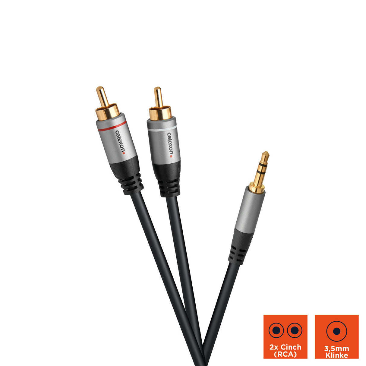 celexon 2x RCA to 3.5mm stereo jack audio cable - Professional Line