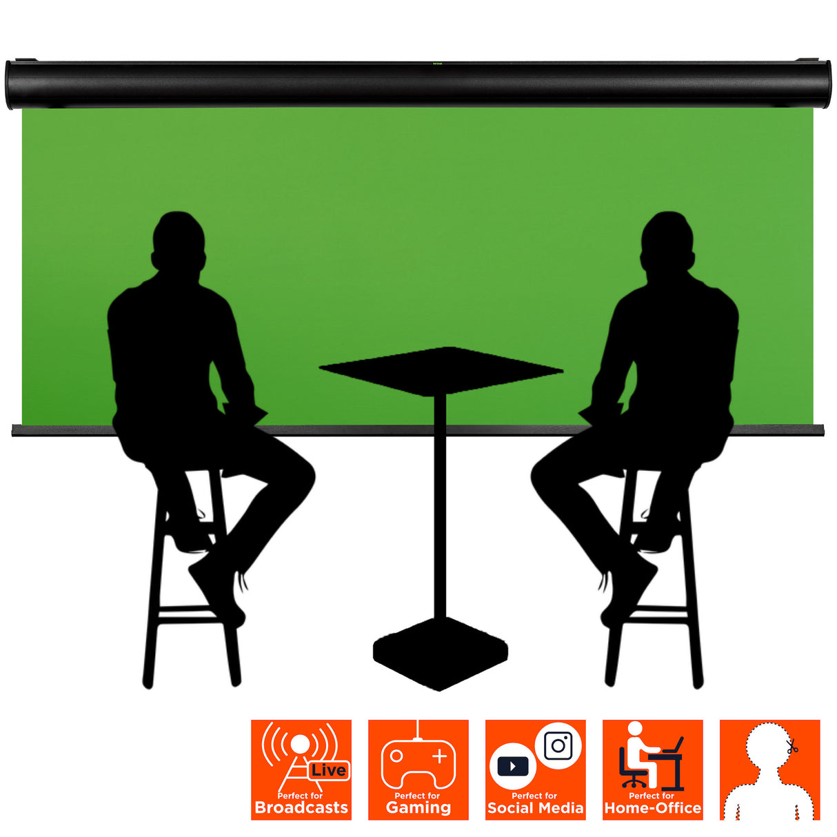 celexon Electric Chroma Key Green Screen - ideal large background for high-quality video content, online training or webcam meetings
