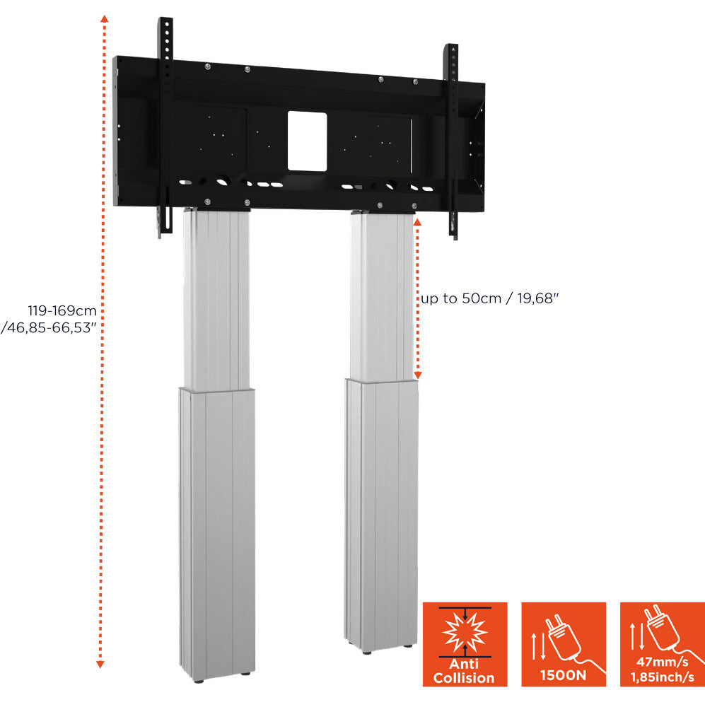 celexon Expert electric height adjustable display stand Adjust-70120WS with wall mounting