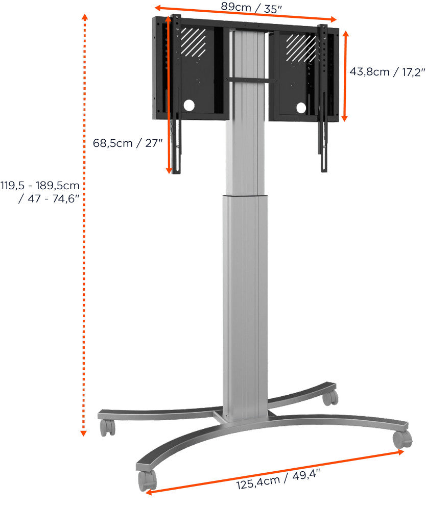celexon Expert electric height adjustable display trolley Adjust-4286MS