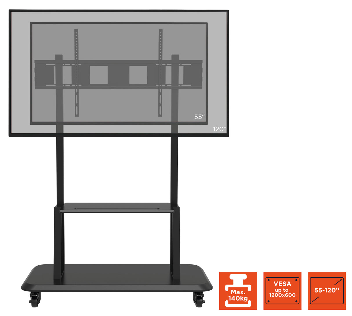 celexon Professional height adjustable display trolley Adjust-55120MP