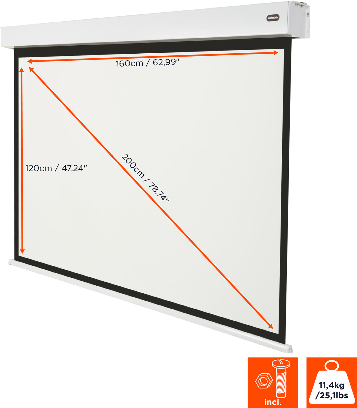 celexon V2.0 Electric Professional Plus Battery Projector Screen