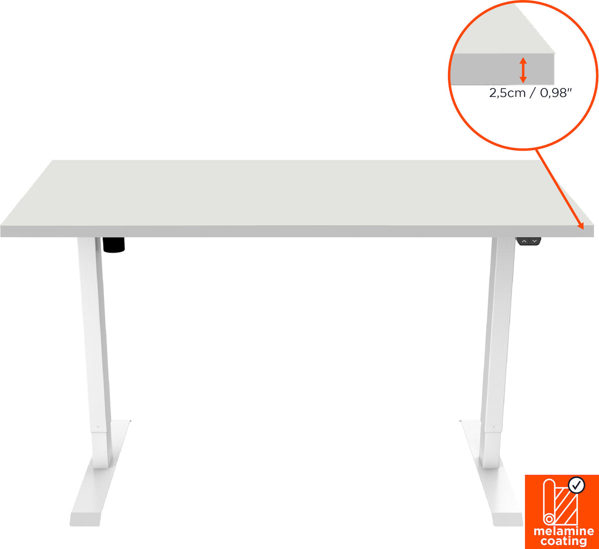 celexon electric height adjustable desk Economy eAdjust-71121 – White incl. tabletop