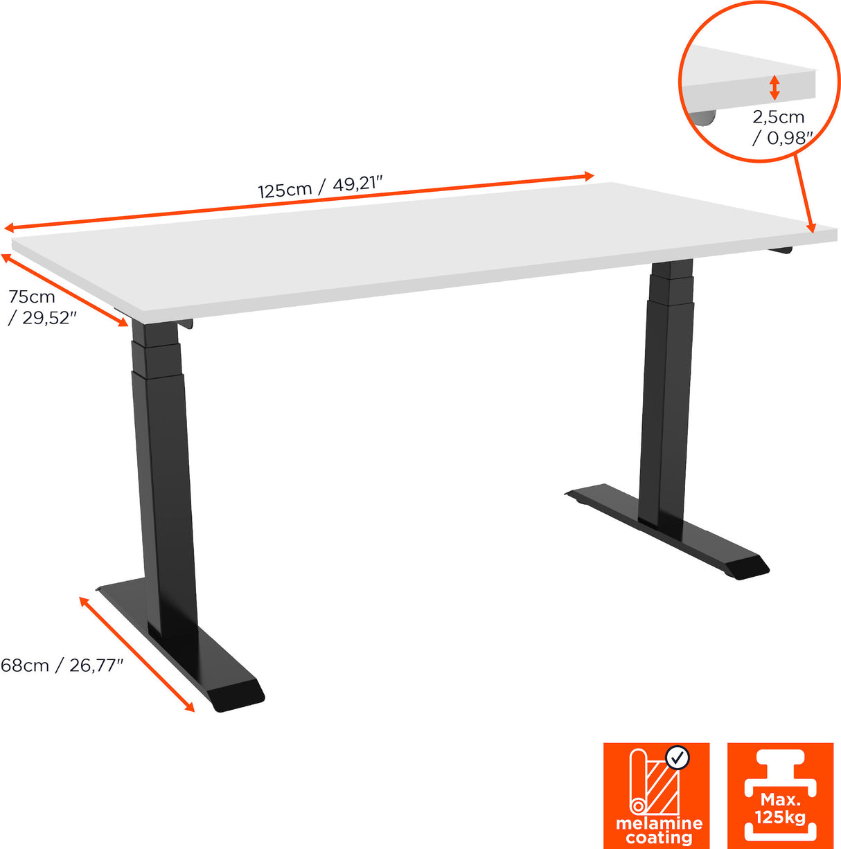 celexon electric height adjustable desk Professional eAdjust-58123 - Black, incl. tabletop
