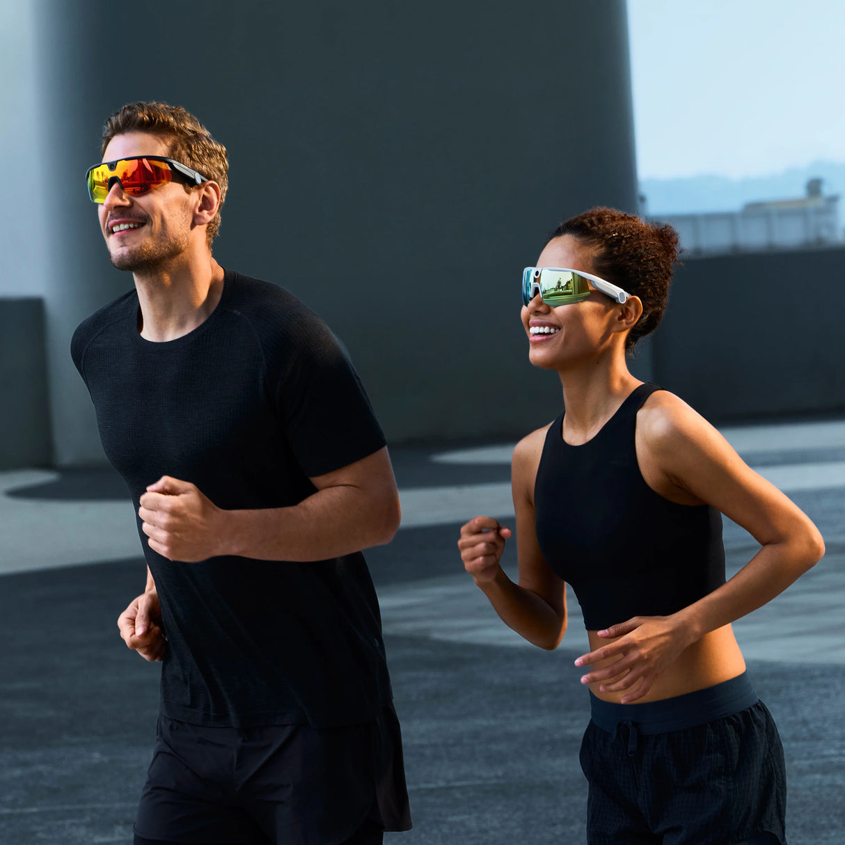 BleeqUp Ranger AI Sports Camera Glasses - Standard Lens - Black Frame Orange Lens