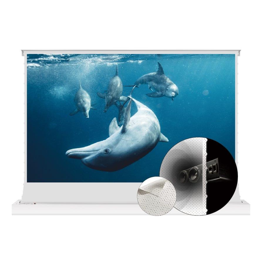 VIVIDSTORM S White Cinema P Perforated Motorized Tension Floor Rising Projector Screen - Borderless