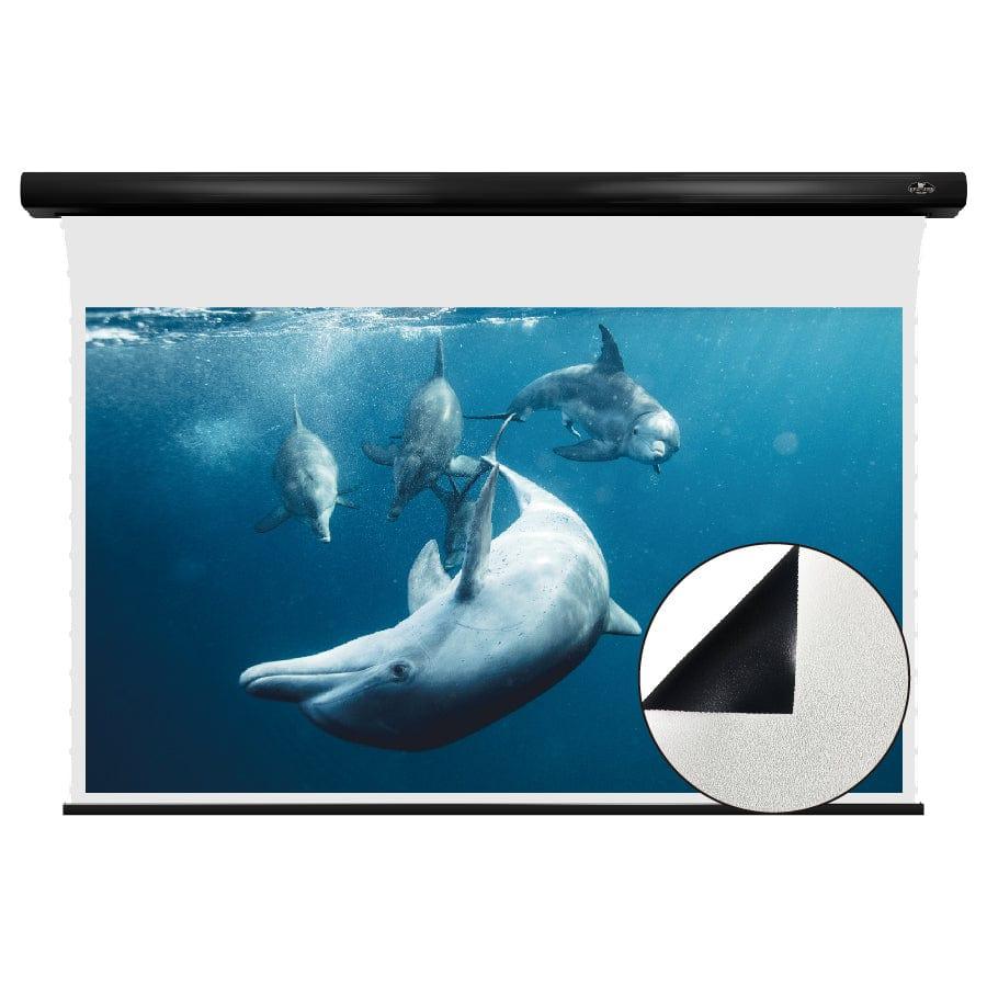 Pantalla de cine eléctrica de tensión VividStorm Slimline para pared o techo, color blanco (120")