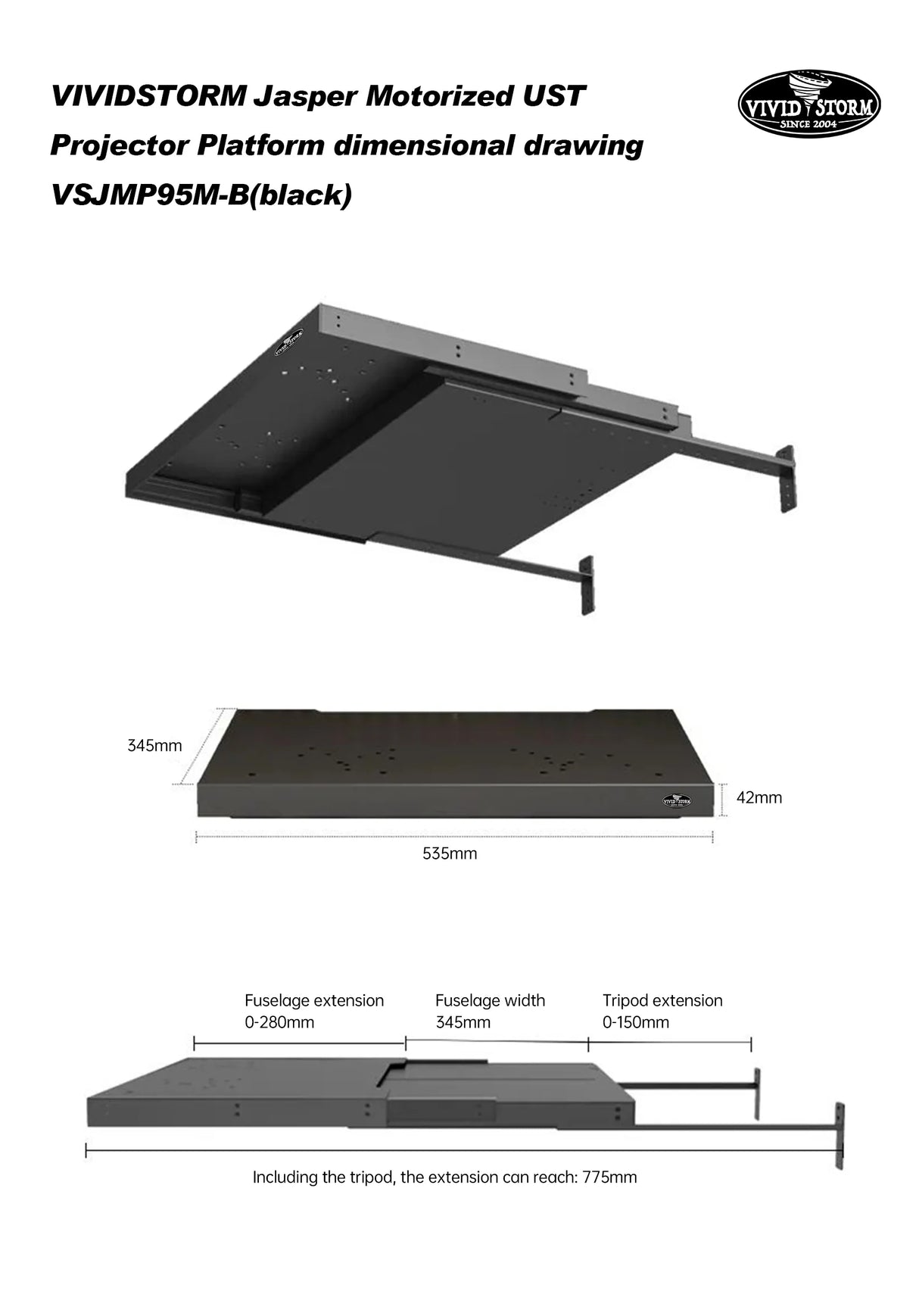 Vividstorm Jasper Motorised UST projector Platform