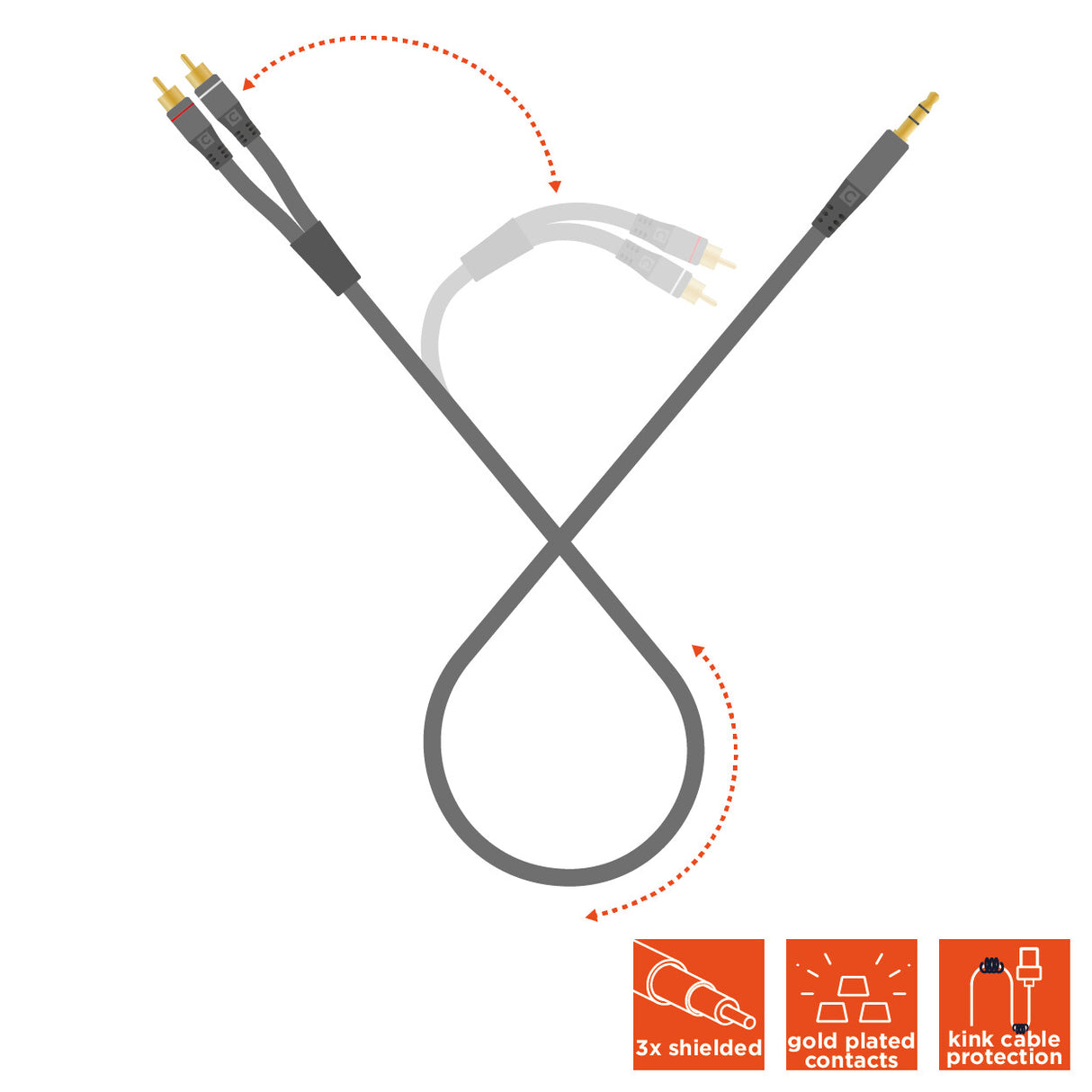 Cable de audio estéreo de 3,5 mm con conector cinch de 2 pines Celexon de 7,5 m - línea profesional