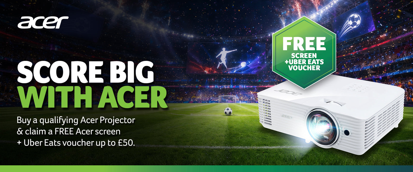 Score Big with Acer: FREE Projection Screen + Uber Eats Voucher with Every Qualifying Acer Projector