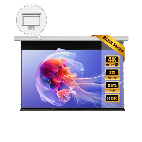 100" - 120" NothingProjector Black Series Slimline Motorized Tension Drop Down ALR Projector Screen (UST)