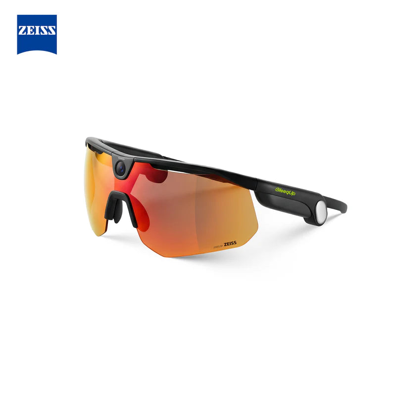 BleeqUp Ranger AI Sports Camera Glasses - Lenses by Zeiss - Black Frame Orange Lens