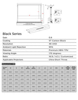 100" - 120" Nothing Projector Black Series ALR Motorized Floor Rising Screen (UST)