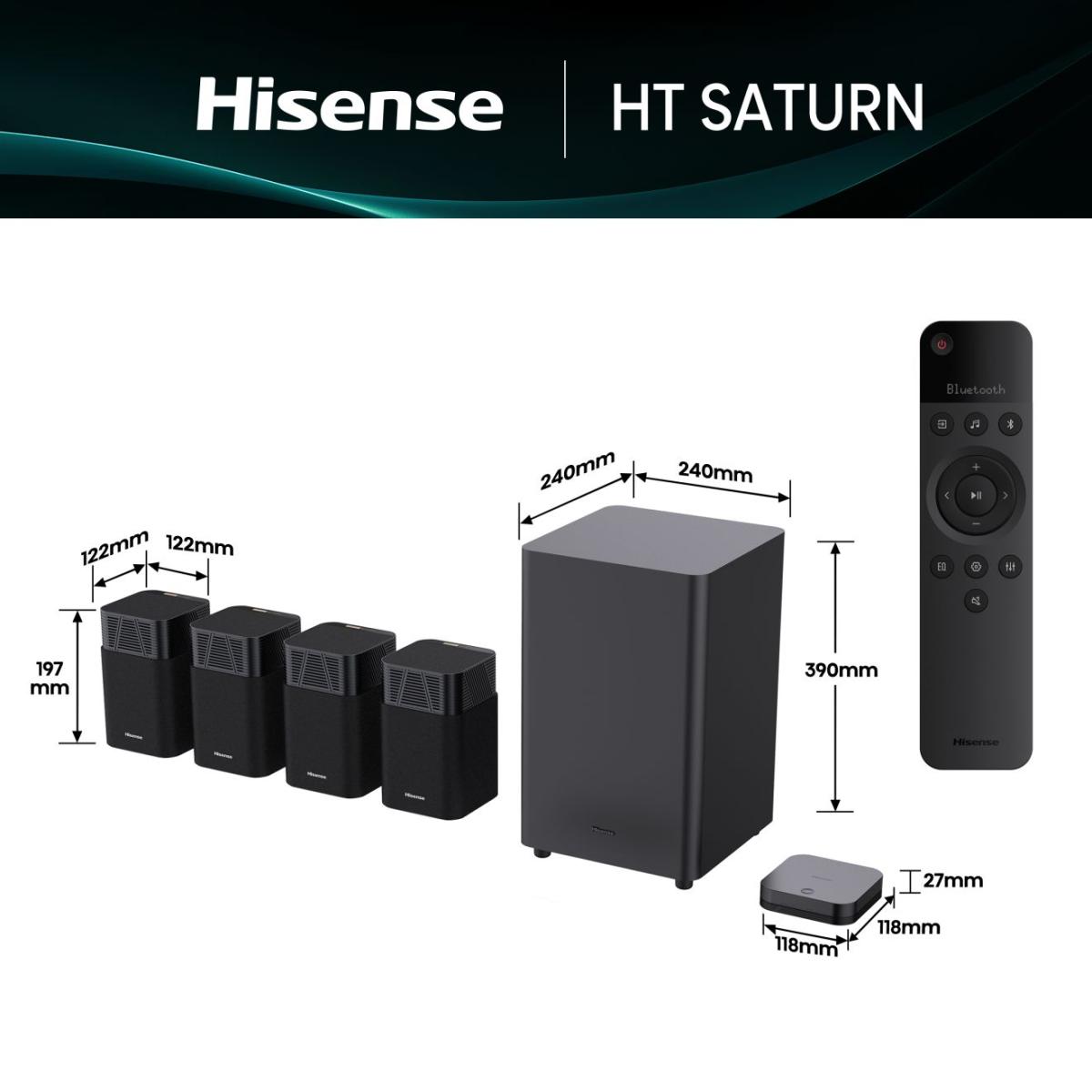 Hisense HT SATURN 4.1.2 CH Soundbar, 720W Dolby Atmos