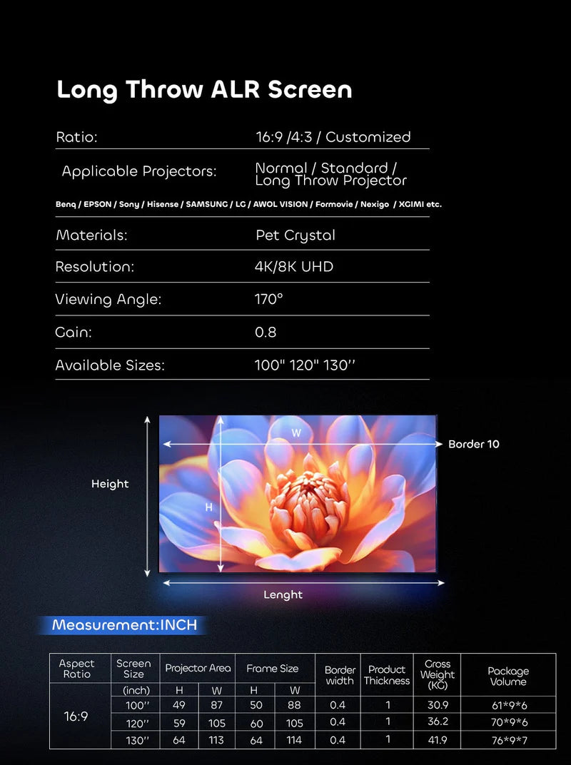 NothingProjector Lenticular 4K ALR Projector Screen for Long/Standard Throw Projectors