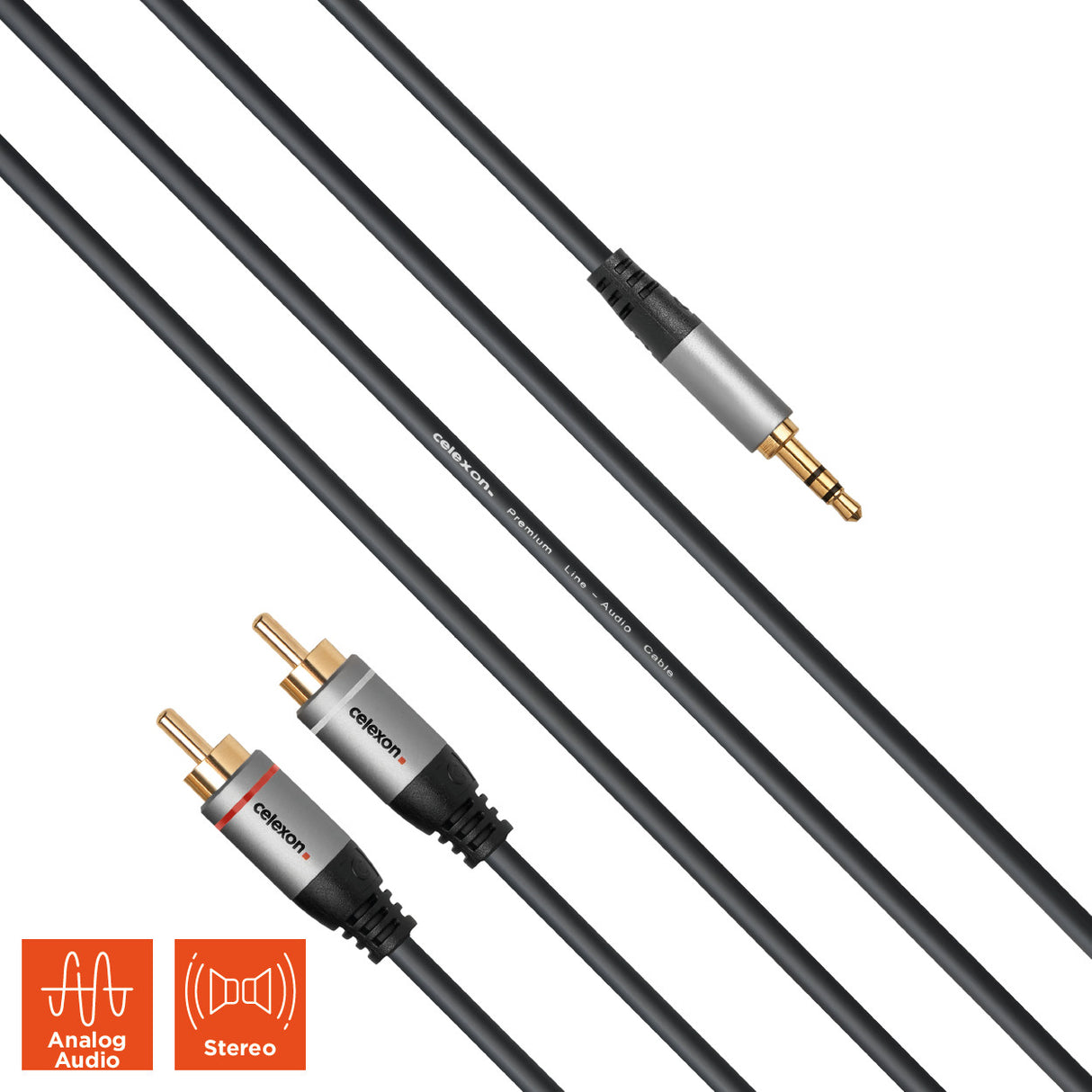 celexon 2x cinch to 3.5mm stereo jack audio cable - Professional Line