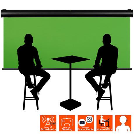 celexon Electric Chroma Key Green Screen - ideal large background for high-quality video content, online training or webcam meetings
