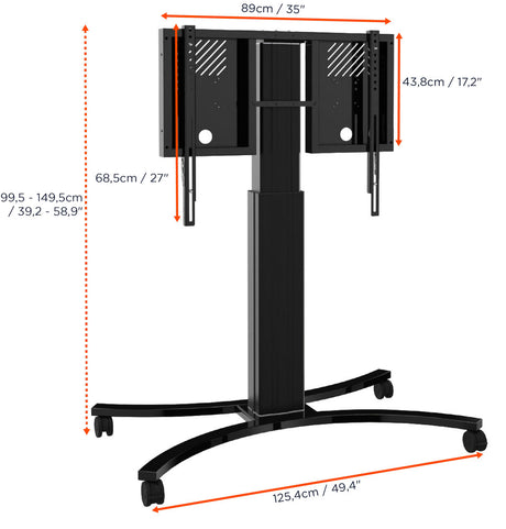 celexon Expert electric height adjustable display trolley Adjust-4286MB