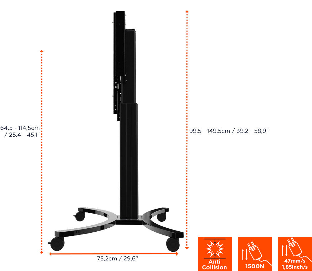 celexon Expert electric height adjustable display trolley Adjust-4286MB