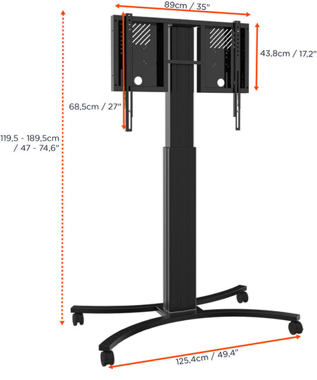 celexon Expert electric height adjustable display trolley Adjust-4286MB