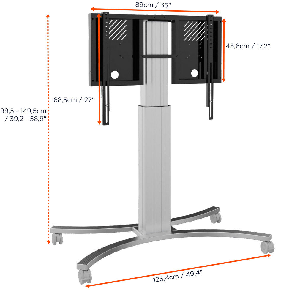 celexon Expert electric height adjustable display trolley Adjust-4286MS