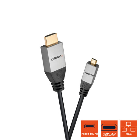 celexon HDMI to Micro HDMI Cable with Ethernet - 2.0a/b 4K - Professional Line