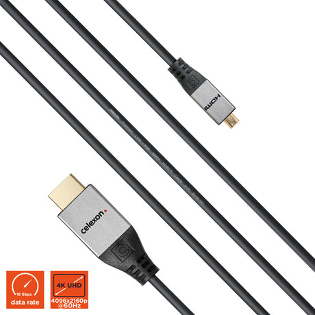 celexon HDMI to Micro HDMI Cable with Ethernet - 2.0a/b 4K - Professional Line