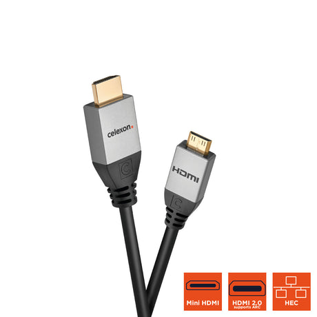 celexon HDMI to Mini HDMI Cable with Ethernet - 2.0a/b 4K - Professional Line