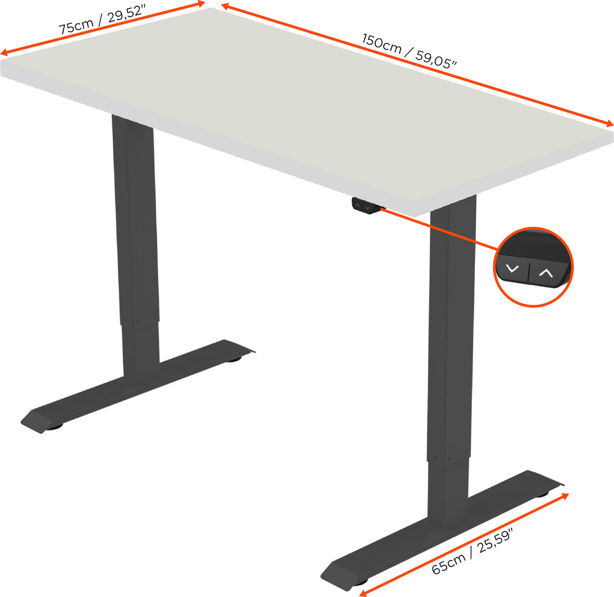 celexon electric height adjustable desk Economy eAdjust-71121 - black, incl. tabletop