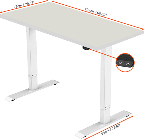 celexon electric height adjustable desk Economy eAdjust-71121 - white, incl. tabletop