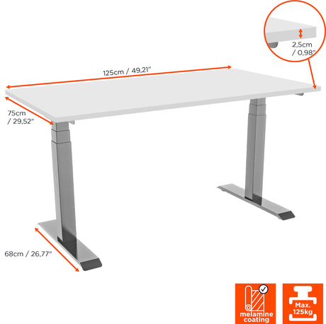 celexon electric height adjustable desk Professional eAdjust-58123 - Grey, incl. tabletop