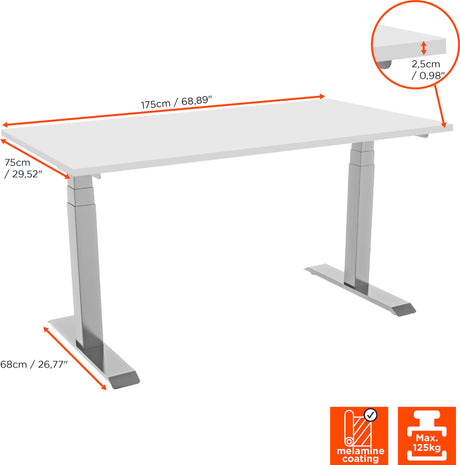 celexon electric height adjustable desk Professional eAdjust-58123 - white, incl. tabletop