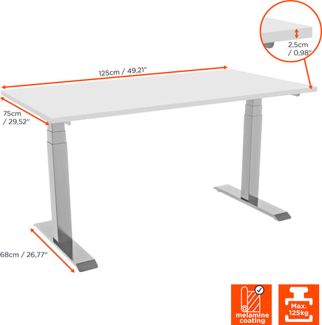 celexon electric height adjustable desk Professional eAdjust-58123 - white, incl. tabletop