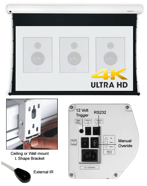 Grandview 16:9 Tab Tensioned Electric Wall / Ceiling Acoustic Screen