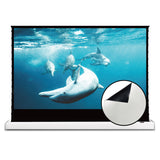 Pantalla de cine elevable con suelo tensado eléctrico VividStorm de color blanco