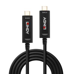 Cable de vídeo híbrido USB tipo C de fibra óptica Lindy de 5 m (38501)